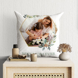 Beste mama ooit 2 Foto Eucalyptus Waterverf Kussen