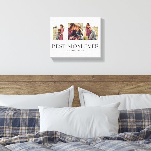 Beste mama ooit | 3-Foto-Moederdag-hart Canvas Afdruk (Insitu (Slaapkamer))