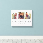 Beste mama ooit | 3-Foto-Moederdag-hart Canvas Afdruk (Insitu (Houten vloer))