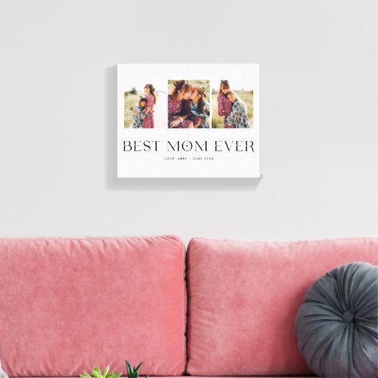 Beste mama ooit | 3-Foto-Moederdag-hart Canvas Afdruk (Insitu (Woonkamer))