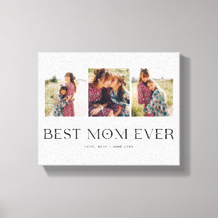 Beste mama ooit   3-Foto-Moederdag-hart Canvas Afdruk