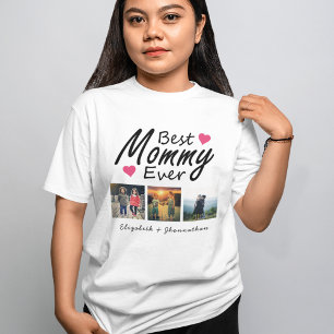 Beste Mama Ooit 3 Fotocollage kinder naam Moeder T-shirt