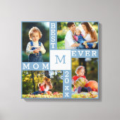 Beste mama ooit 4 Foto Collage Blue White Square Canvas Afdruk (Voorkant)