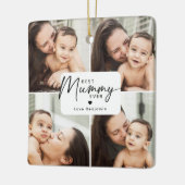 Beste mama ooit 4 foto collage gepersonaliseerd keramisch ornament (Links)