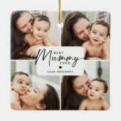 Beste mama ooit 4 foto collage gepersonaliseerd keramisch ornament (Achterkant)