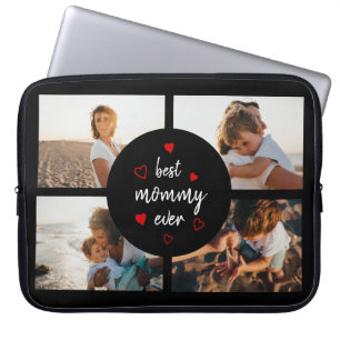 Beste mama ooit 4 Foto Collage Moederdag Gift Laptop Sleeve