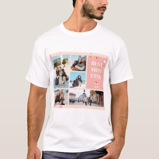 Beste mama ooit 5 Foto Moederdag Collage T-shirt (Voorkant)