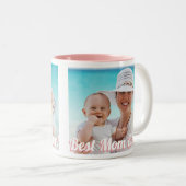 Beste mama ooit! Aangepast 2 horizontale foto's Tweekleurige Koffiemok (Voorkant rechts)