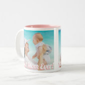 Beste mama ooit! Aangepast 2 horizontale foto's Tweekleurige Koffiemok (Voorkant links)
