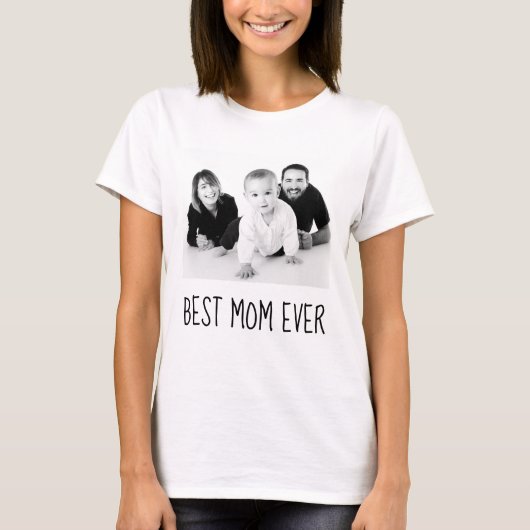 Beste mama ooit, aangepaste foto zwart en wit t-shirt (Voorkant)