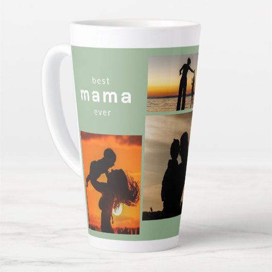 Beste mama ooit aangepaste fotocadeau latte mok (Linkerhoek)
