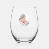 Beste mama ooit aangepaste fotoscriptnaam wijnglas zonder voet (Voorkant)