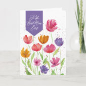 Beste Mama Ooit Aquarel Bloemen Moederdag Kaart (Voorkant)