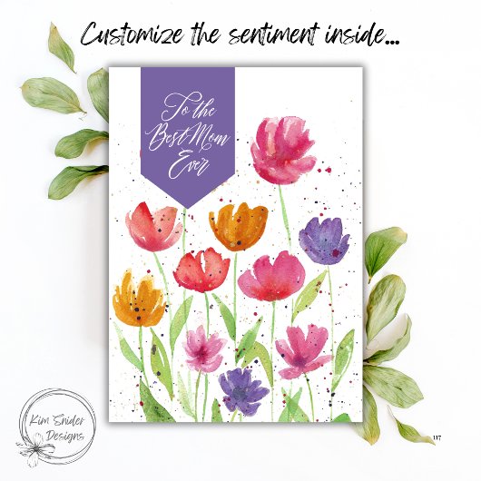 Beste Mama Ooit Aquarel Bloemen Moederdag Kaart