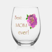 Beste mama ooit bedankt voor alles Pink Rose Wijnglas Zonder Voet (Voorkant)