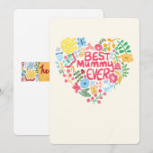 Beste mama ooit bloemenhart midden-eeuw lieveheers feestdagenkaart (Voorkant / Achterkant)