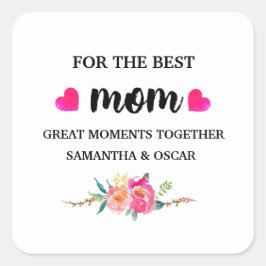 Beste mama ooit | Candle-etiket Floral Vierkante Sticker