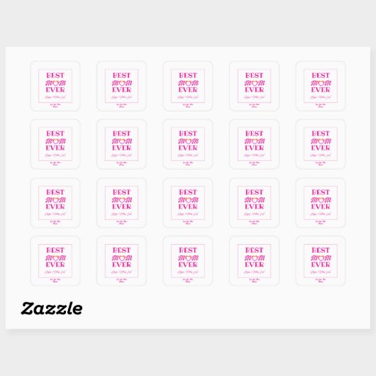 Beste Mama Ooit Cute Roze Hart Moeders Geschenk Vierkante Sticker (Vel)