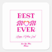 Beste Mama Ooit Cute Roze Hart Moeders Geschenk Vierkante Sticker (Voorkant)