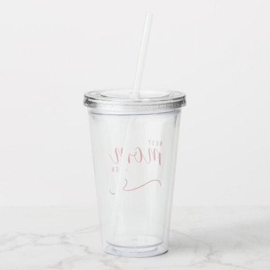 "Beste mama ooit" eenvoudig rood script Acryl Drinkbeker (Achterkant)