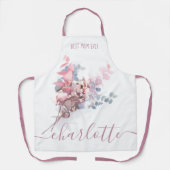 Beste mama ooit elegant roze Waterverf naam Schort (Voorkant)