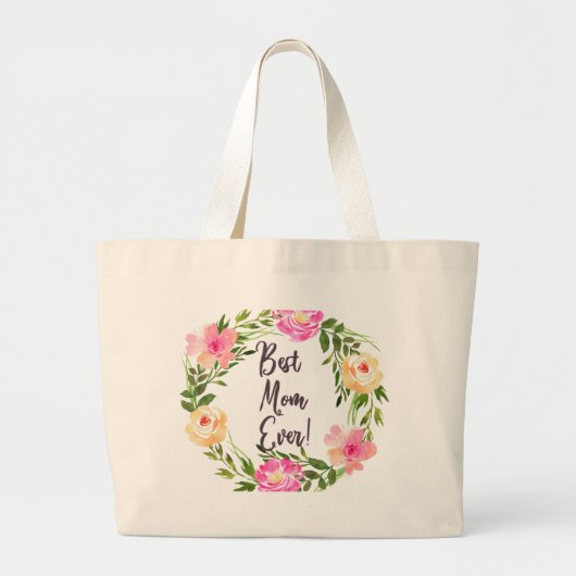 Beste mama ooit Floral! Grote Tote Bag (Voorkant)