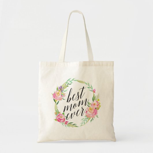  beste mama ooit Floral Wreate Tote Bag (Voorkant)
