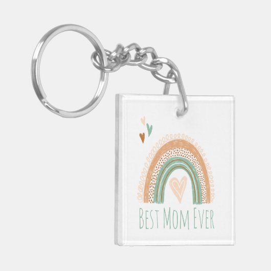 Beste mama ooit Foto Boho Rainbow Sleutelhanger (Voorkant Links)