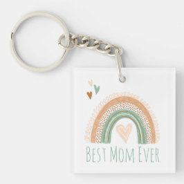 Beste mama ooit Foto Boho Rainbow Sleutelhanger