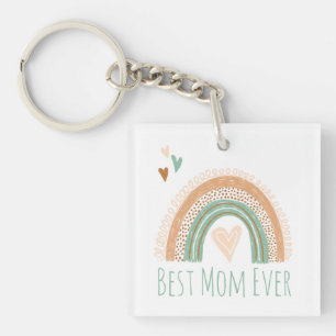 Beste mama ooit Foto Boho Rainbow Sleutelhanger