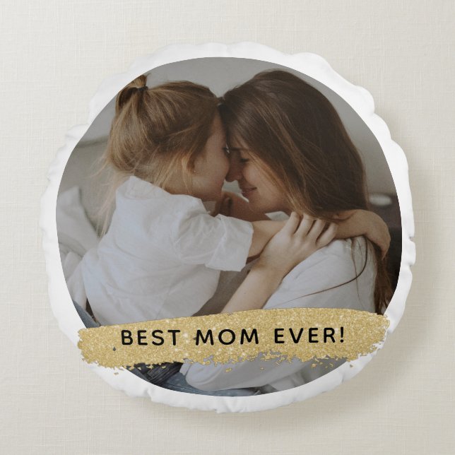 Beste mama ooit - Foto Moederdag Round Pillow Rond Kussen (Voorkant)