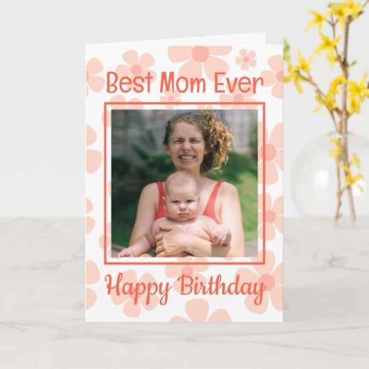 Beste mama ooit foto schattig Sinaasappel Flora Ve Kaart (Gele Bloem)