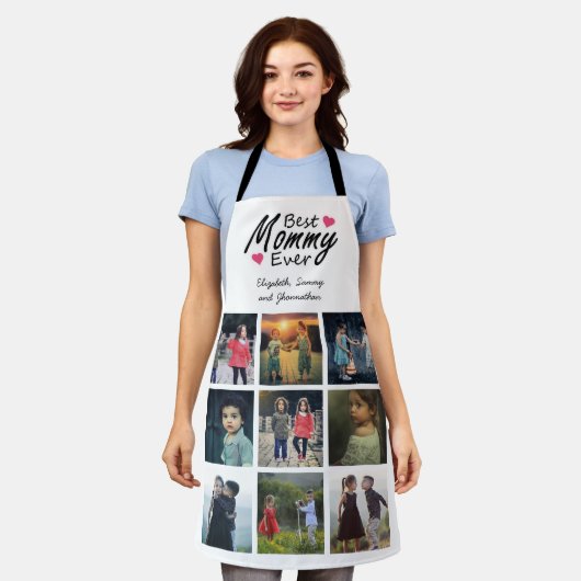 Beste mama ooit fotocollage moderne Moederdag Schort (Gedragen)