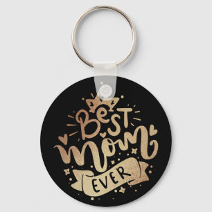 Beste mama ooit Gold Black Hand Lettering Quote Ke Sleutelhanger