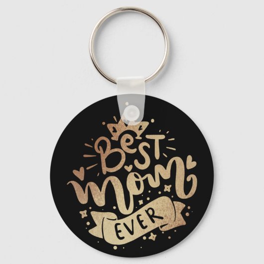 Beste mama ooit Gold Black Hand Lettering Quote Ke Sleutelhanger (Voorkant)