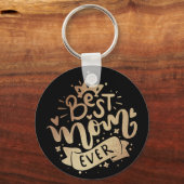 Beste mama ooit Gold Black Hand Lettering Quote Ke Sleutelhanger (Voorkant)