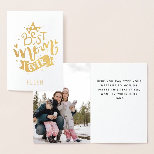 Beste mama ooit Gold Foil Foto Aangepaste Folie va Kaarten (Display)