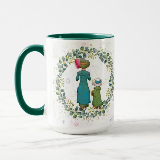 Beste mama ooit Green Wreath  Moederdag Fun Mok (Links)