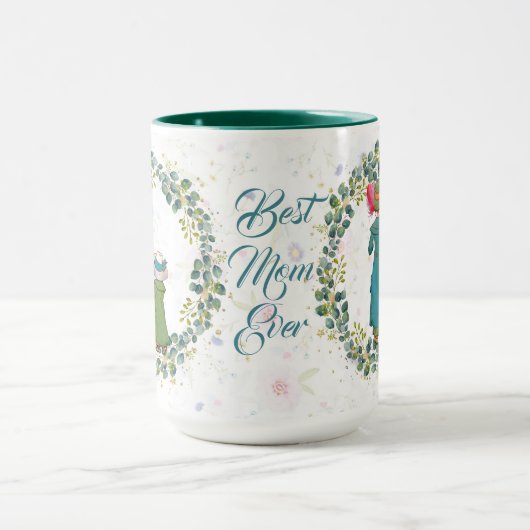 Beste mama ooit Green Wreath  Moederdag Fun Mok (Midden)