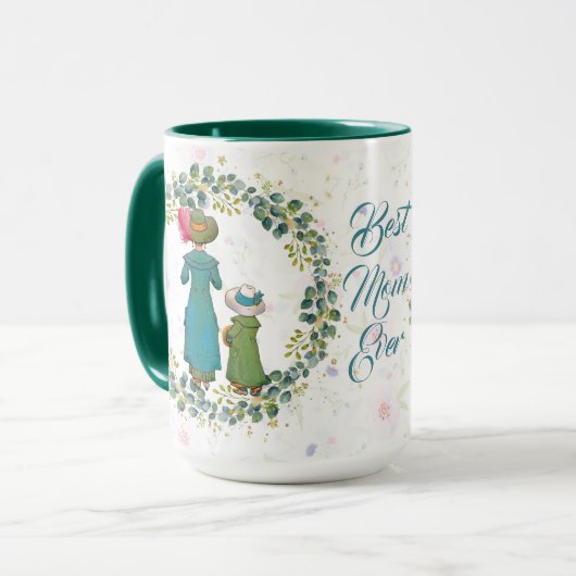 Beste mama ooit Green Wreath  Moederdag Fun Mok (Voorkant links)