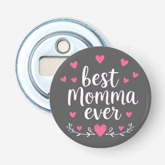 Beste mama ooit grijs button flesopener (Voorkant)