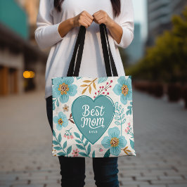 Beste Mama Ooit Hart Bloemen Moederdag Gift Perso Tote Bag