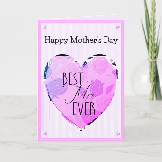 Beste mama ooit harten en Rozen Moederdag Kaart (Voorkant)