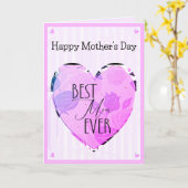 Beste mama ooit harten en Rozen Moederdag Kaart (Gele Bloem)