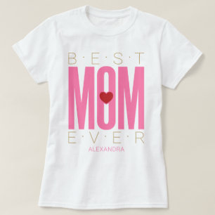 Beste mama ooit hartroze rode goudnaam Gepersonali T-shirt