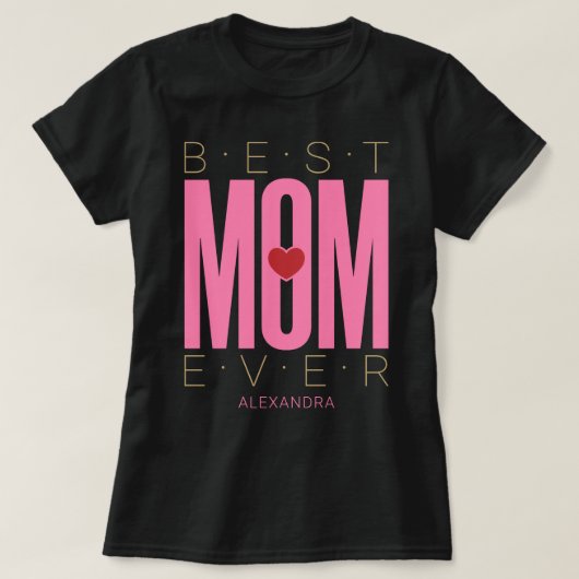 Beste mama ooit hartroze rood goud Gepersonaliseer T-shirt (Design voorkant)