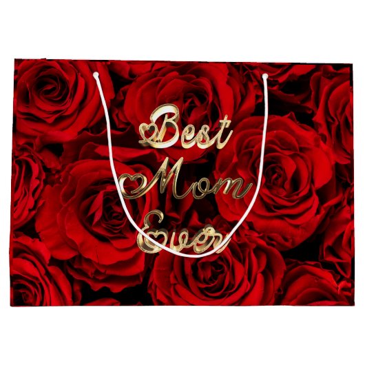 Beste mama ooit hoort rode rozen Floral Groot Cadeauzakje (Achterkant)
