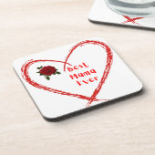 Beste mama ooit in een hart op een bier onderzetter (Linkerzijde)