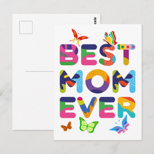 Beste mama ooit kleurrijk briefkaart (Voorkant / Achterkant)