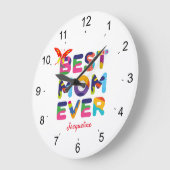 Beste mama ooit kleurrijk grote klok (Hoek)